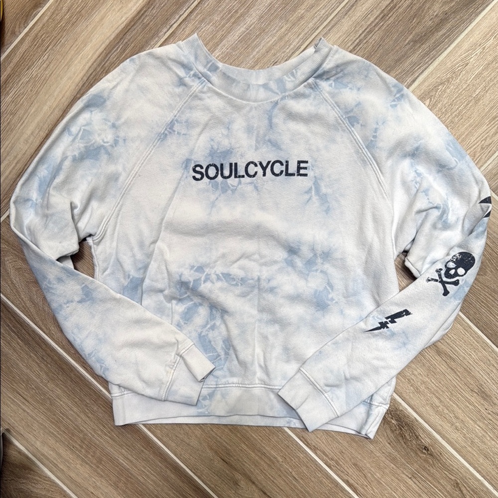 SoulCycle Blue and White Tie-Dye Terry Sweatshirt